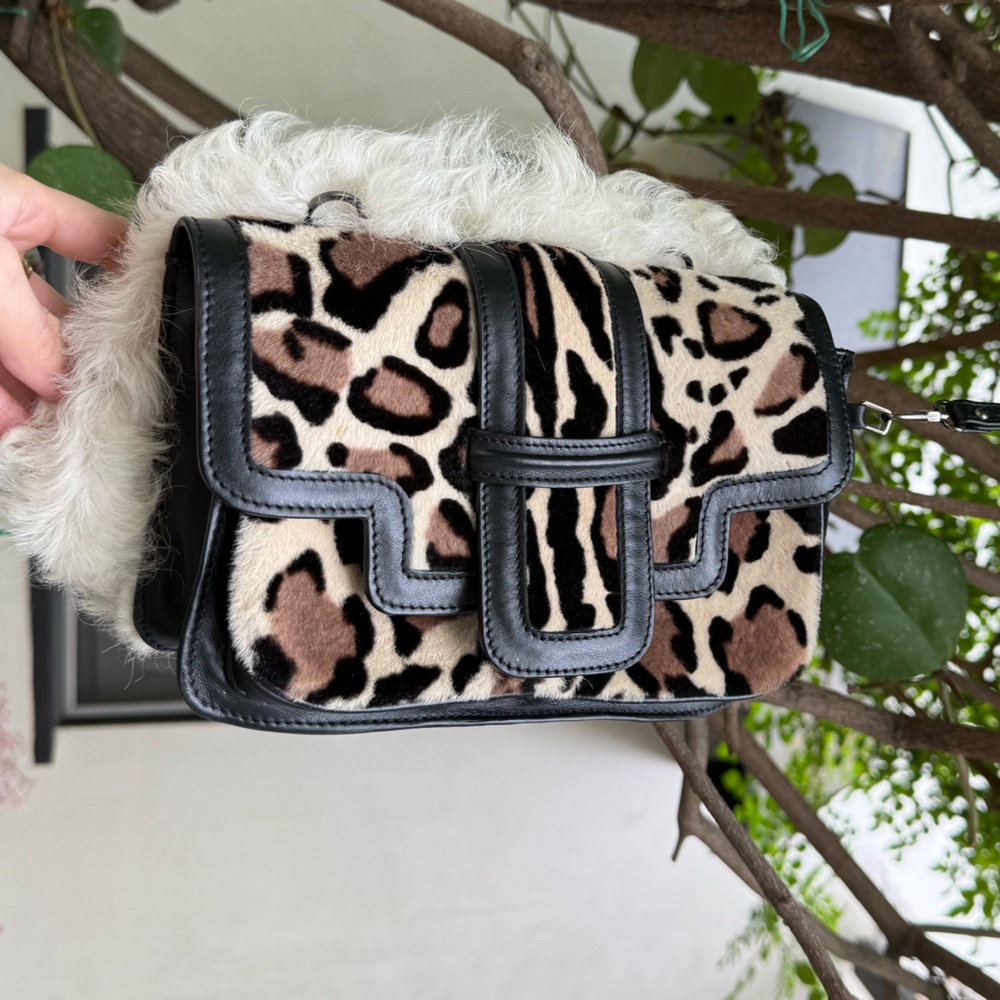 Jamin Puech Glossy Brown and Black Animal Print Wristlet clutch